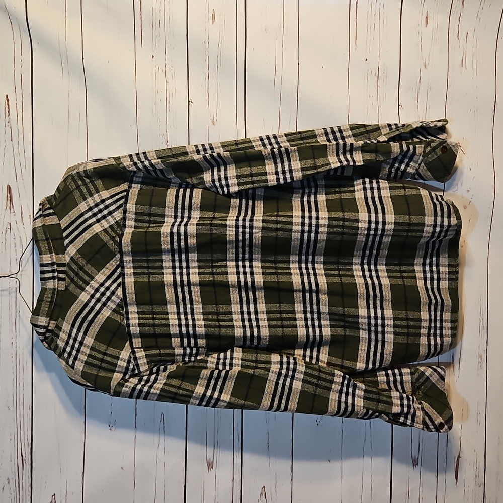 Rails Women's L Flannel Button Down Shirt Olive Green Plaid Long Sleeve LaRGE - Picture 4 of 11
